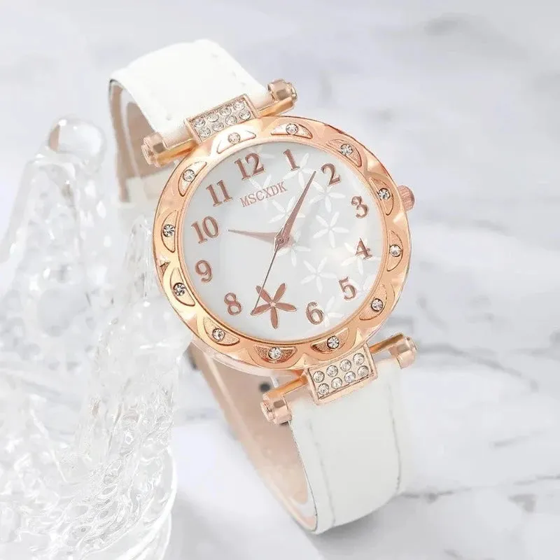 10pcs Women's Watch Set Fashion Casual Round WOMEN'S Quartz Watch Fashion Hairpin Earrings Necklace Ring Watch Set