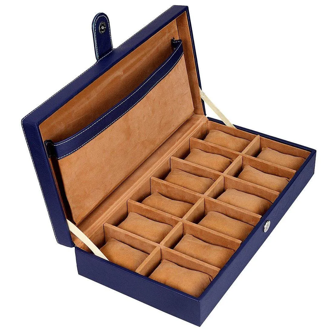 12 Slots Luxury Watch Box Organizer with Plain PU Leather Finish