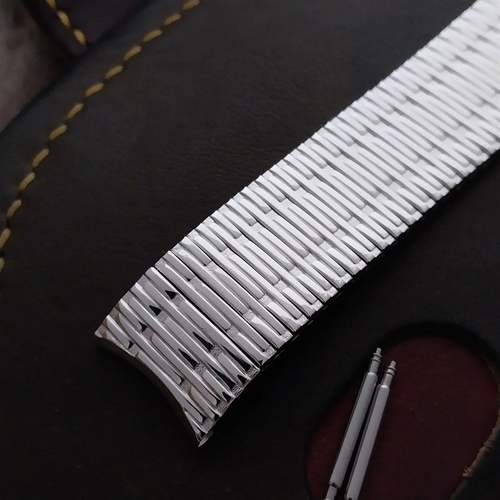 17.2mm 10k White Gold Filled Speidel Thinline 1970s Unused Vintage Watch Band
