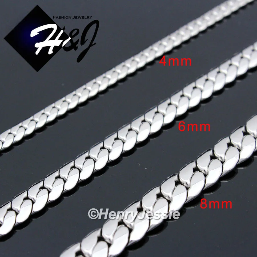 18-40"MEN Stainless Steel 3/4/5/6/8Mm Silver Miami Cuban Curb Chain Necklace*155
