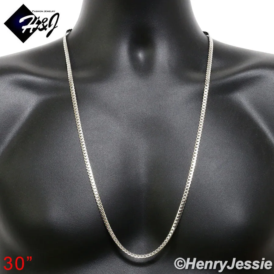 18-40"MEN Stainless Steel 3/4/5/6/8Mm Silver Miami Cuban Curb Chain Necklace*155