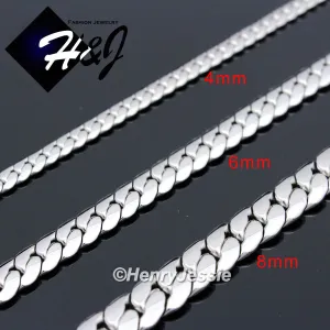 18-40"MEN Stainless Steel 3/4/5/6/8Mm Silver Miami Cuban Curb Chain Necklace*155