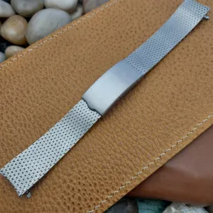 18mm Stainless Steel Thick Mesh Curved End 1970s Unused nos Vintage Watch Band
