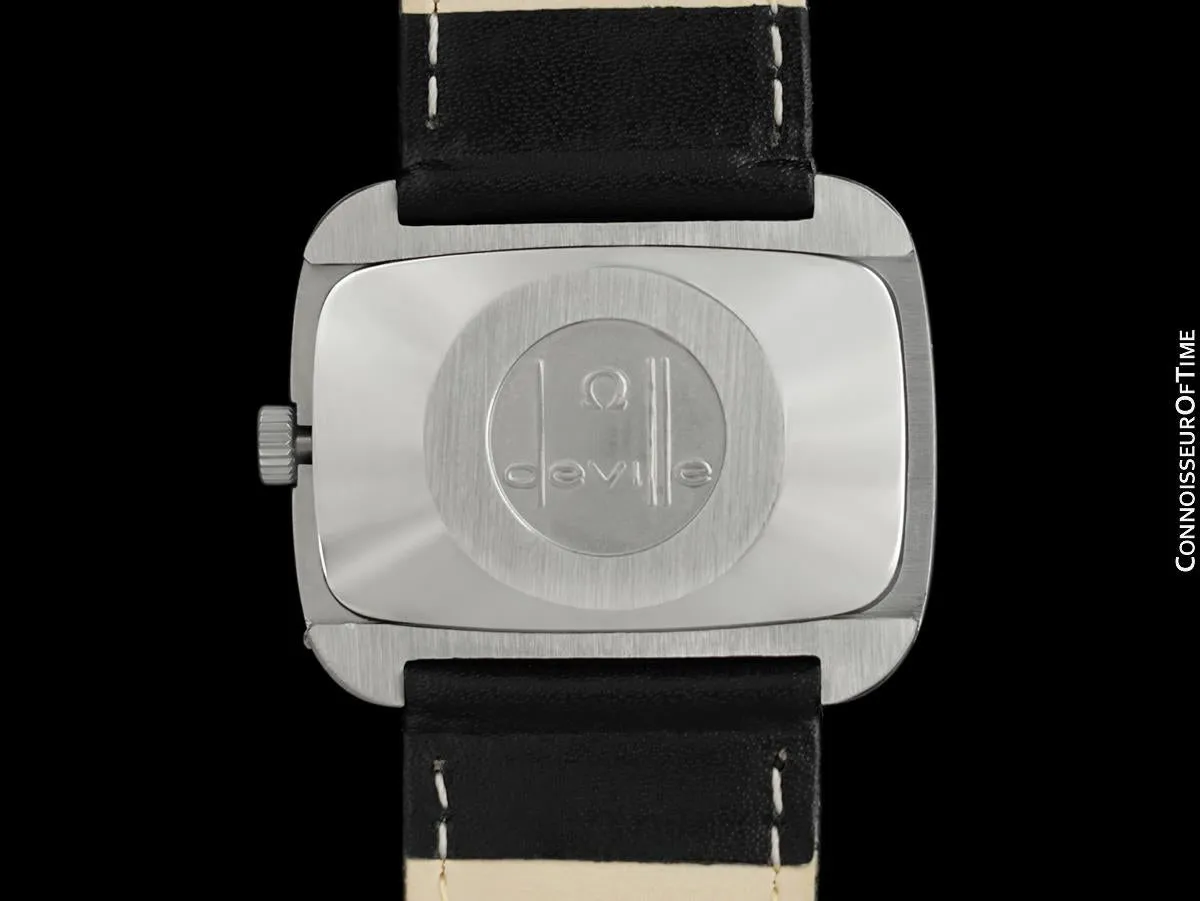 1970's Omega De Ville Mens Retro Dress TV Watch with Tiffany Blue Dial - Stainless Steel