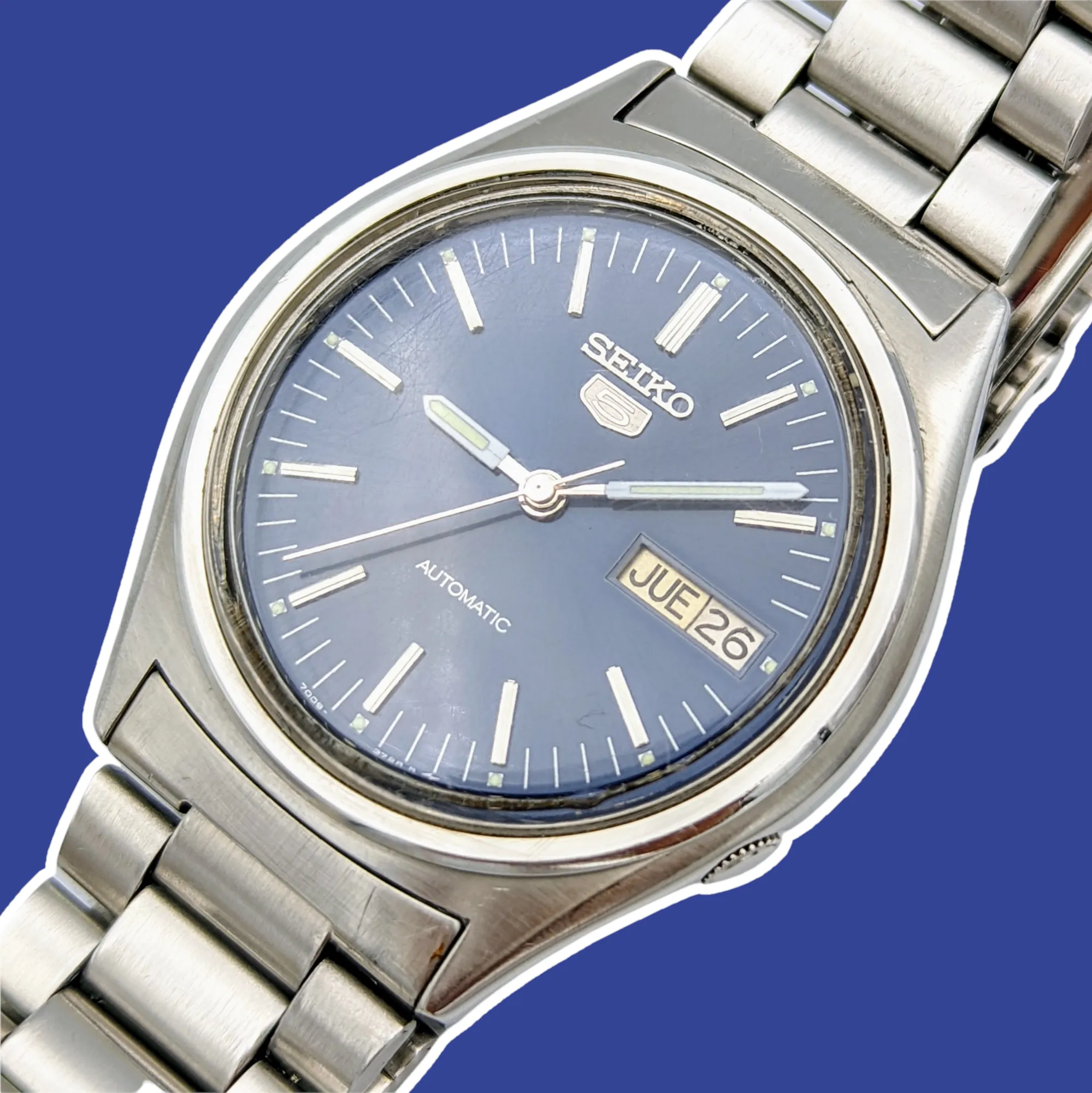 1985 SEIKO 5 Automatic Watch Day/Date Indicator