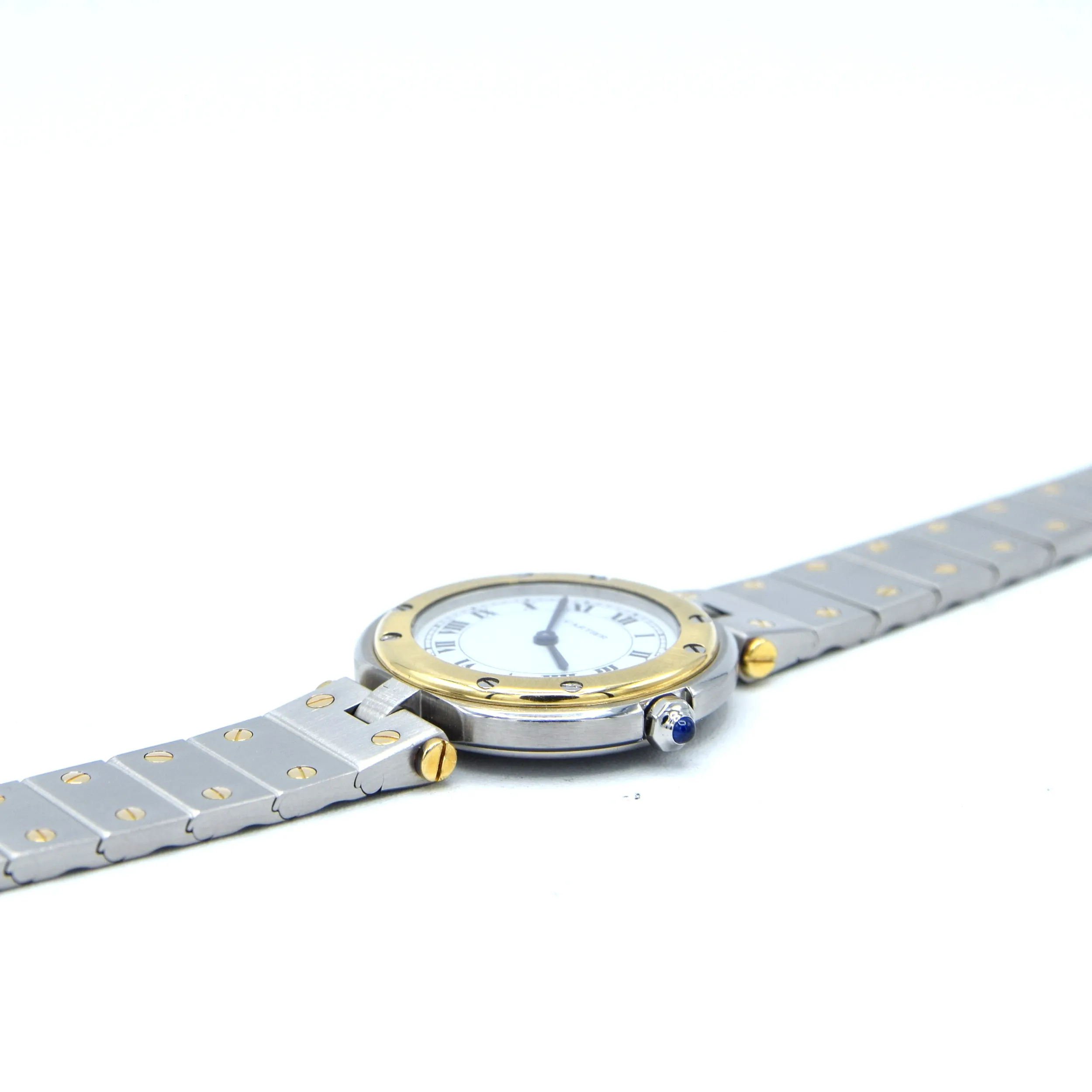 1990s Cartier Santos Ronde classic ladies watch  in Stainless Steel and 18ct Gold with Vendôme lugs