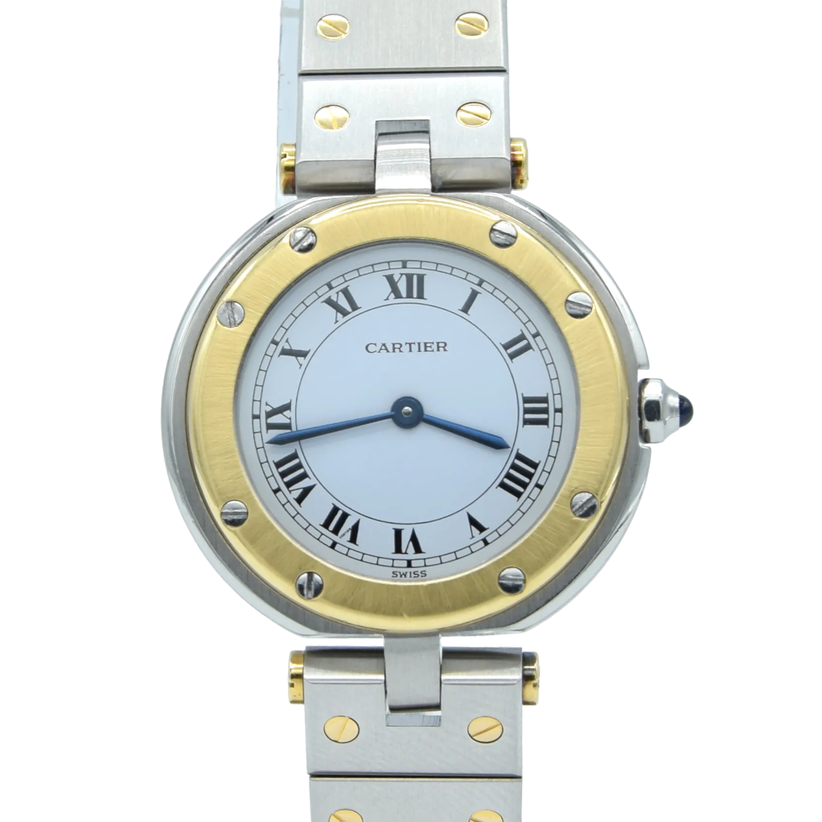 1990s Cartier Santos Ronde classic ladies watch  in Stainless Steel and 18ct Gold with Vendôme lugs