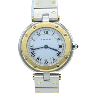 1990s Cartier Santos Ronde classic ladies watch  in Stainless Steel and 18ct Gold with Vendôme lugs