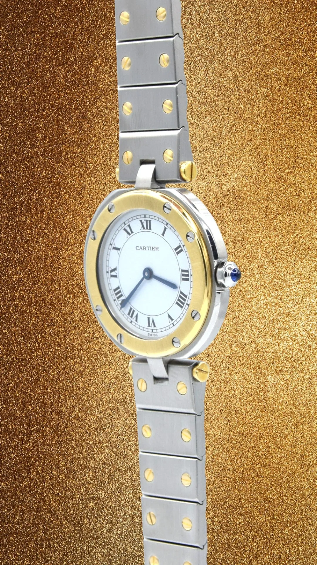 1990s Cartier Santos Ronde classic ladies watch  in Stainless Steel and 18ct Gold with Vendôme lugs
