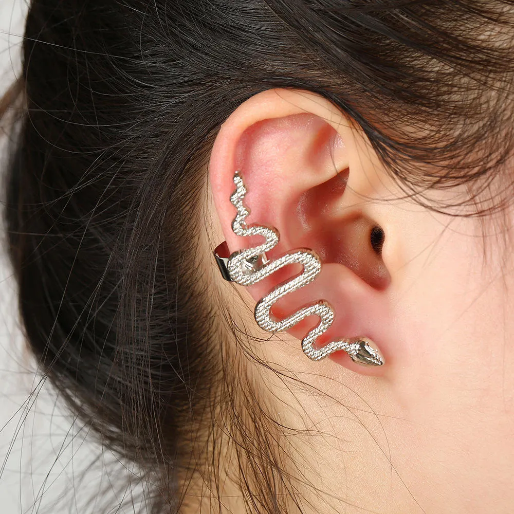 1Pc Exaggerate Snake Left Right Ear Cuff Zinc Alloy Silver Gold Earrings