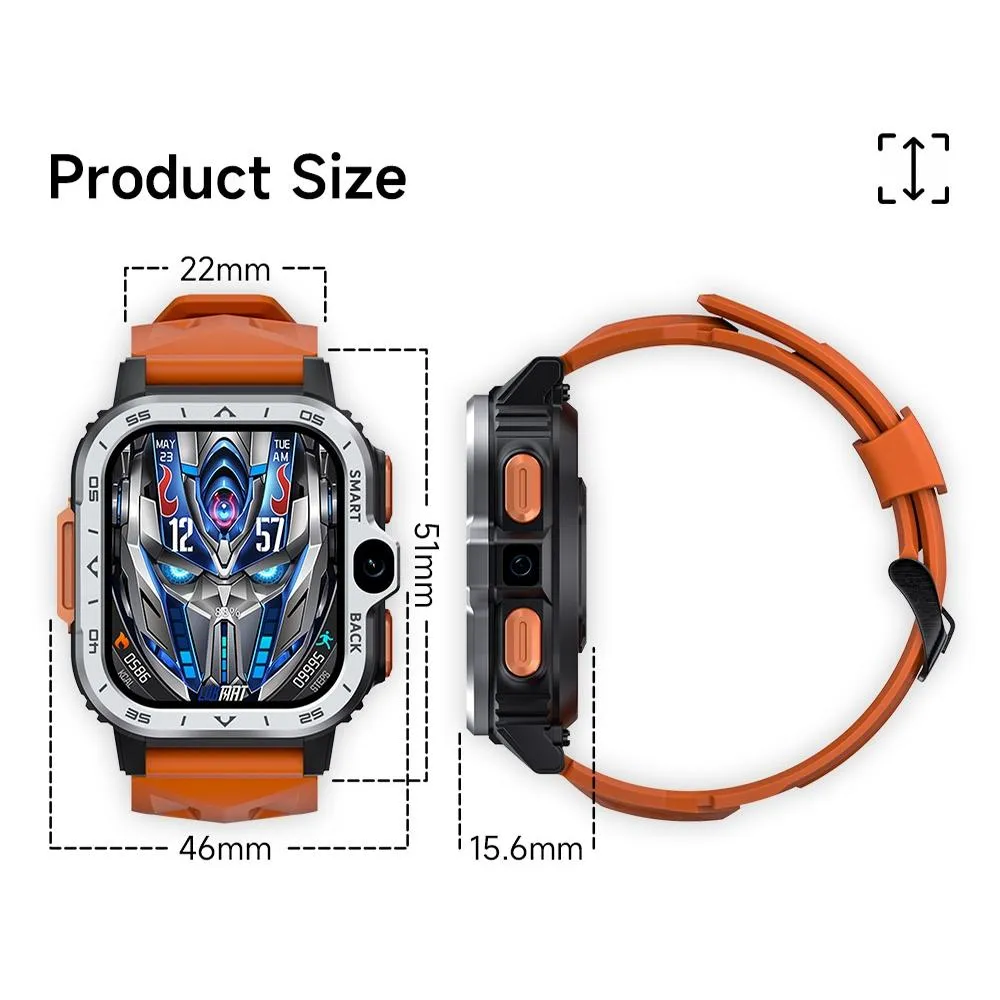 2.02 Inch Android 8.1 Full Network Wifi Card Bluetooth Smart Watch