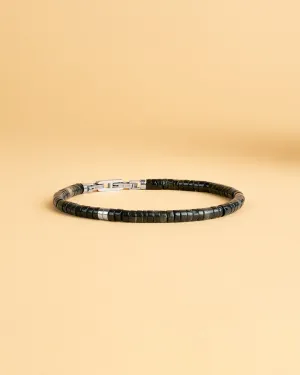 2mm Bracelet with green Obsidian stones and titanium element