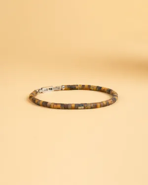 2mm Bracelet with matte Tiger Eye stones and titanium element