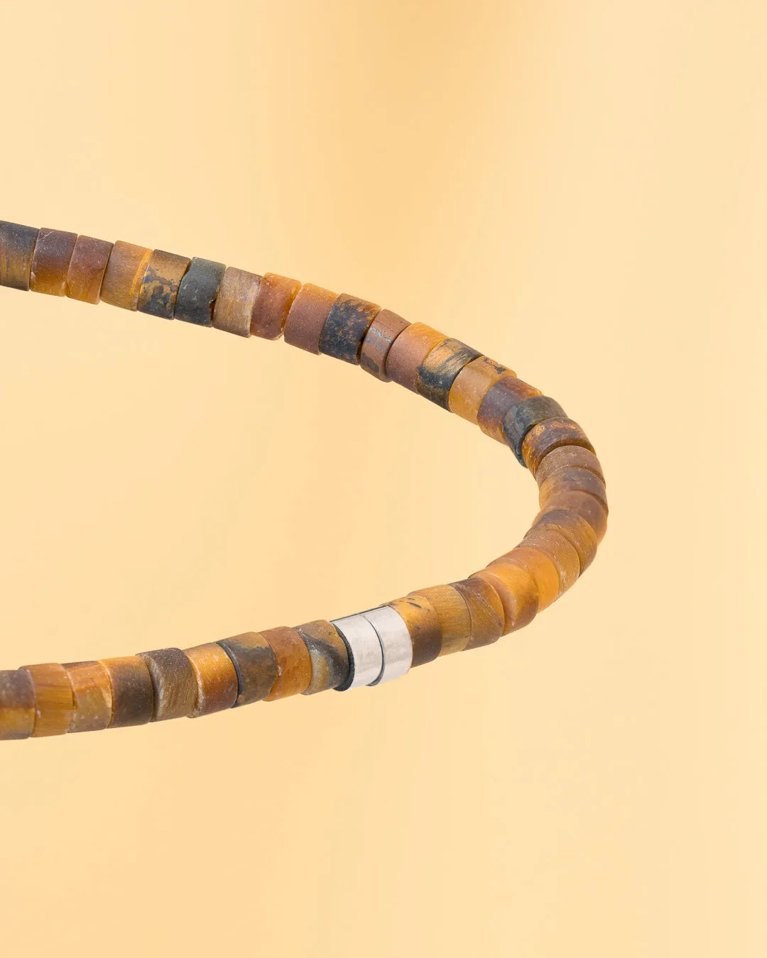 2mm Bracelet with matte Tiger Eye stones and titanium element