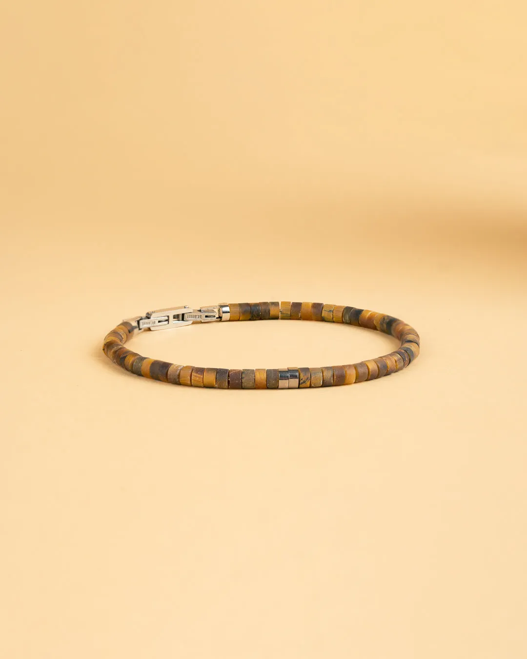 2mm Bracelet with matte Tiger Eye stones and titanium element