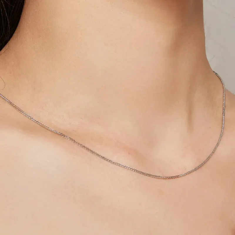 925 Sterling Silver Basic Chopin Necklace Simple Style Chain Link for Women Platinum Plated Fine Jewelry