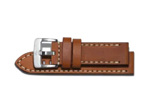ALFA 22mm Brown Calfskin Strap Cognac Natural Leather Watch Band Steel Buckle