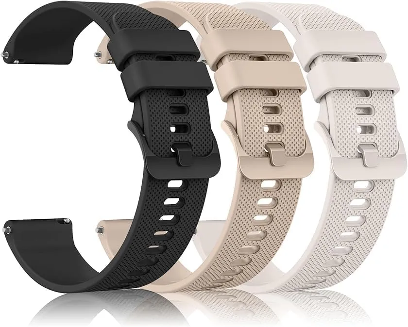 Amzpas Quick Release Watch Band 18mm 20mm 22mm Watch Straps, 3 Pack Soft Silicone Replacement Sport Watch Wristbands for Women Men