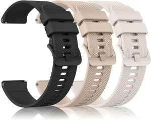 Amzpas Quick Release Watch Band 18mm 20mm 22mm Watch Straps, 3 Pack Soft Silicone Replacement Sport Watch Wristbands for Women Men