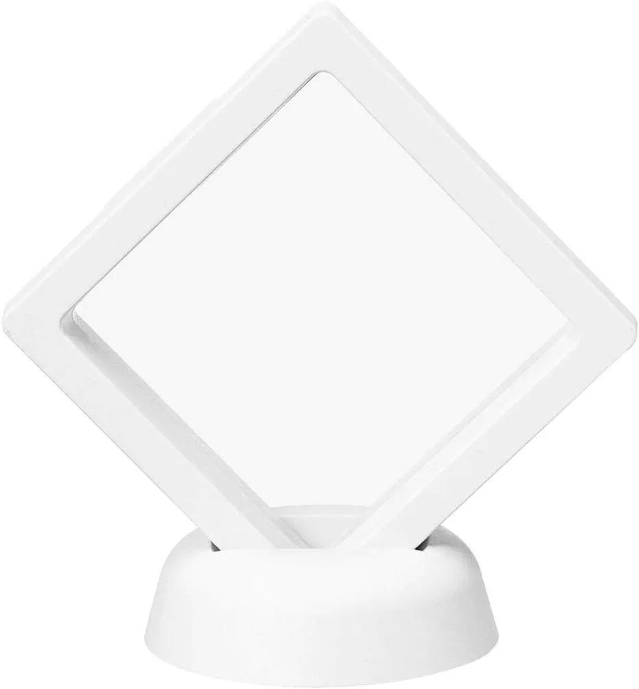 Anyhouz Jewelry Storage 10PCS White with Base Set 3D Floating Display Case Stands Holder Suspension Storage for Pendant Necklace Bracelet Ring Coin Pin Gift Jewelry Box 14x14cm