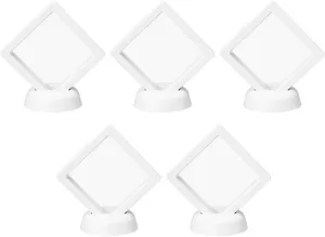 Anyhouz Jewelry Storage 10PCS White with Base Set 3D Floating Display Case Stands Holder Suspension Storage for Pendant Necklace Bracelet Ring Coin Pin Gift Jewelry Box 14x14cm