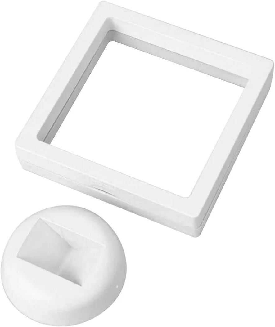 Anyhouz Jewelry Storage 10PCS White with Base Set 3D Floating Display Case Stands Holder Suspension Storage for Pendant Necklace Bracelet Ring Coin Pin Gift Jewelry Box 14x14cm