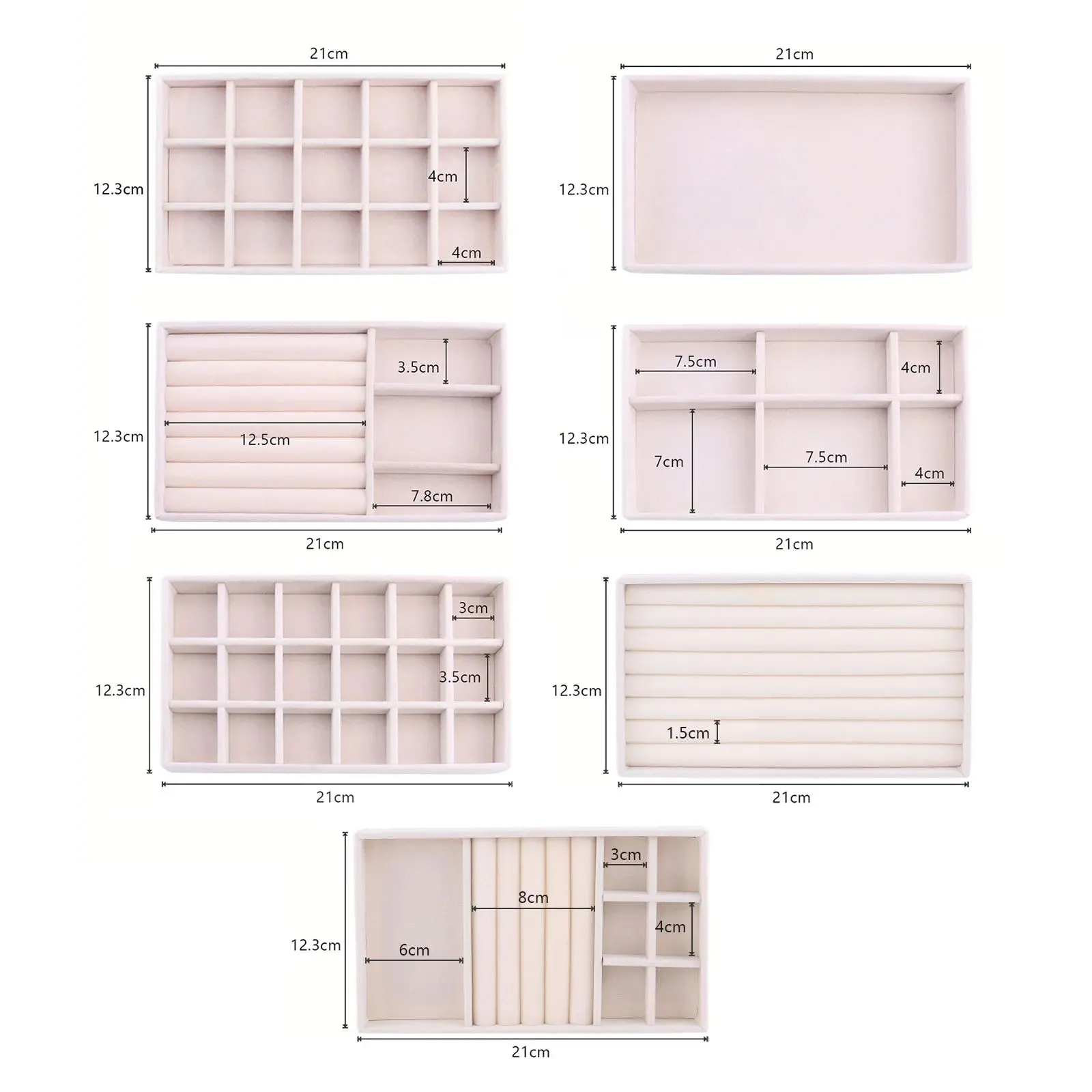 Anyhouz Jewelry Storage Beige Design B Display Tray Drawer Storage Jewellery Holder For Ring Earrings Necklace Bracelet