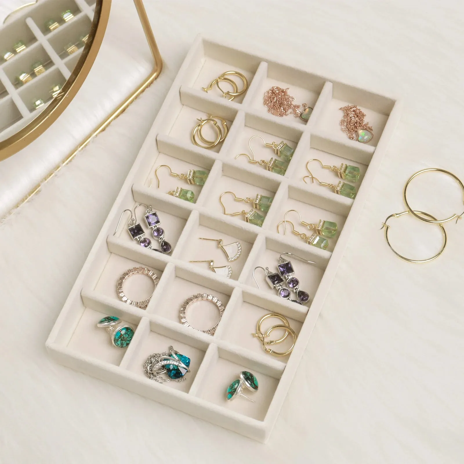 Anyhouz Jewelry Storage Beige Design C Display Tray Drawer Storage Jewellery Holder For Ring Earrings Necklace Bracelet