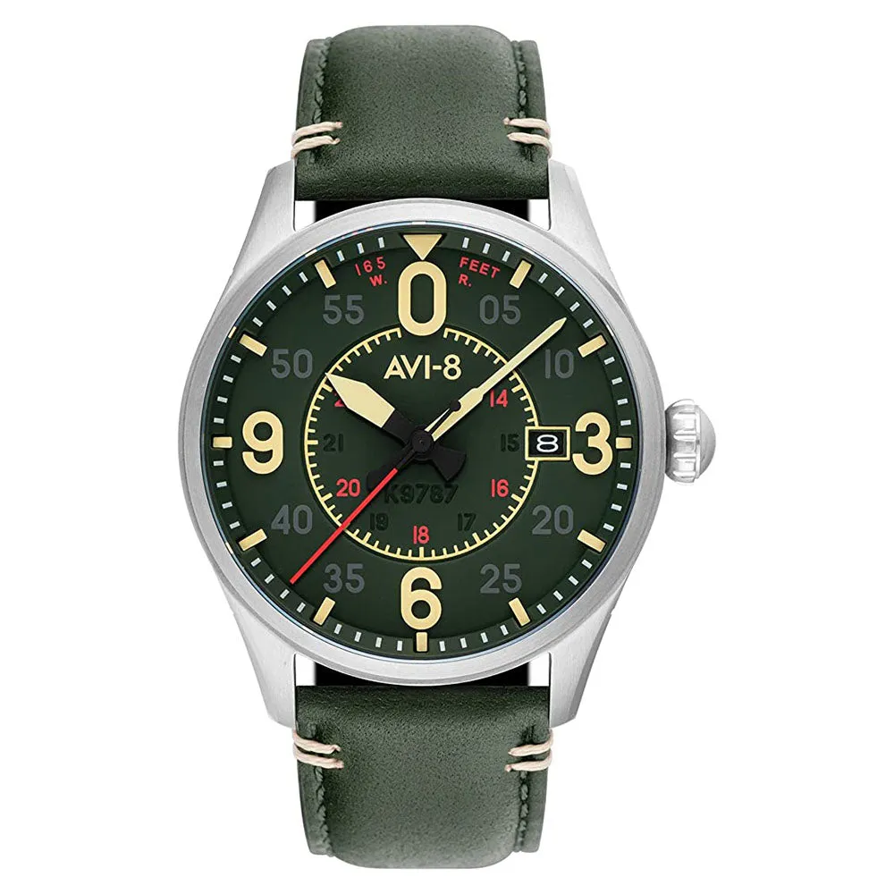 AVI-8 Unisex Green Dial Leather Band Japanese Automatic Watch - AV-4090-03