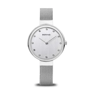 Bering Classic Stainless Steel Mesh Ladies Watch with Swarovski Elements