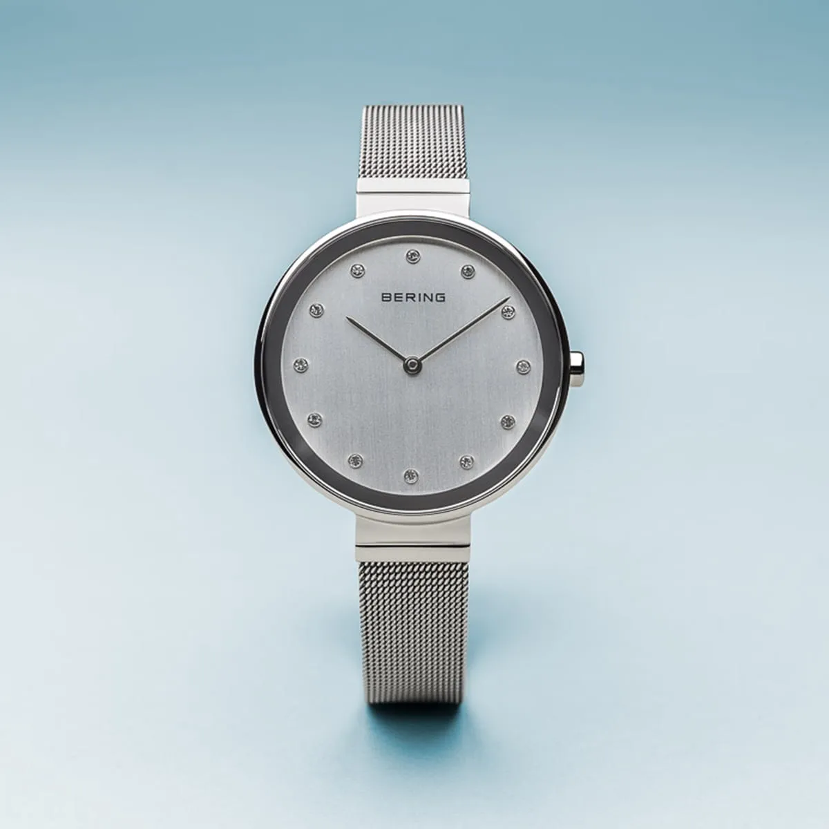 Bering Classic Stainless Steel Mesh Ladies Watch with Swarovski Elements