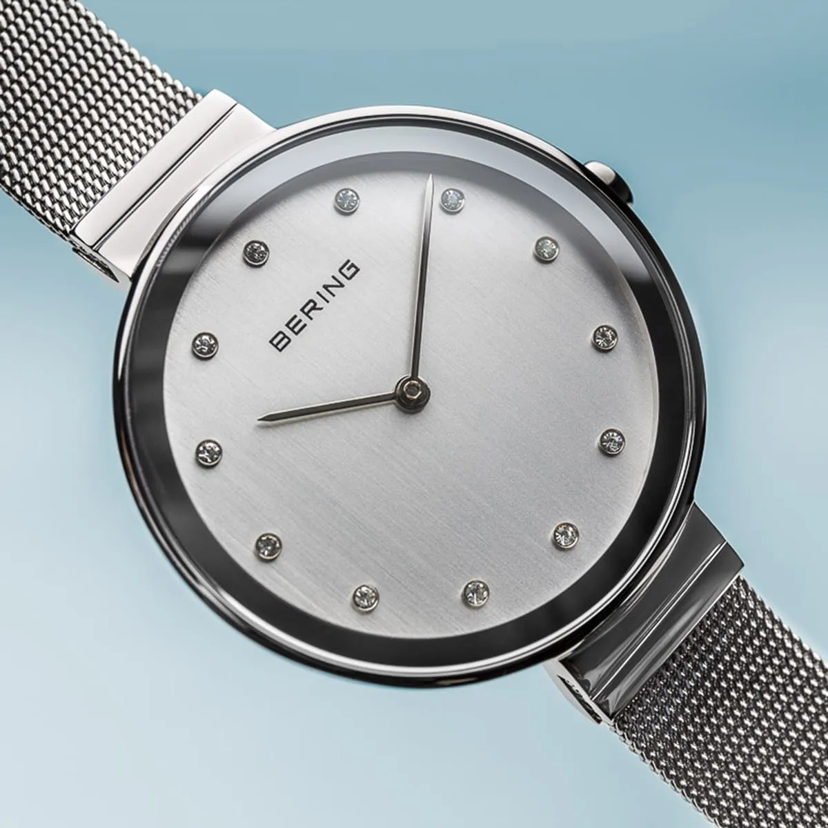 Bering Classic Stainless Steel Mesh Ladies Watch with Swarovski Elements