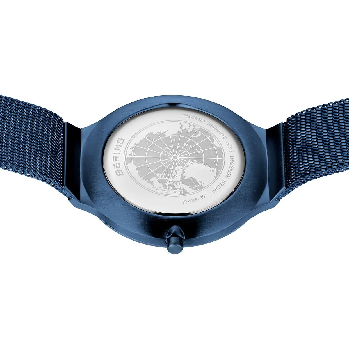 Bering Steel Ladies Ultra Slim Blue MOP Mesh Strap Watch