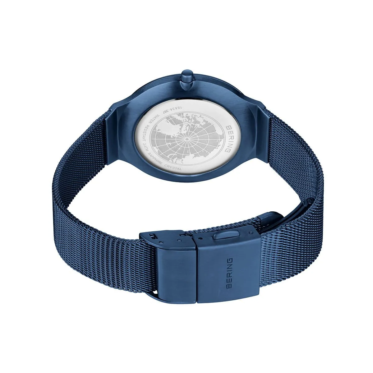 Bering Steel Ladies Ultra Slim Blue MOP Mesh Strap Watch
