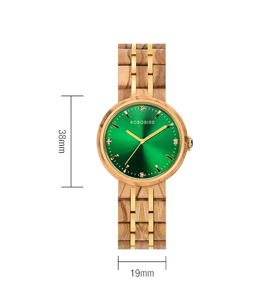 BOBO BIRD JAPANESE STYLE WOODEN DIAL GREEN SURFACE WATCH