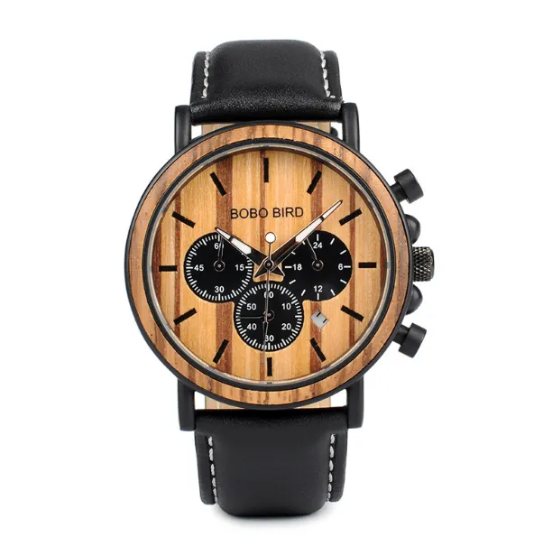 BOBO BIRD VINTAGE WOODEN AND STAINLESS STEEL WATCH