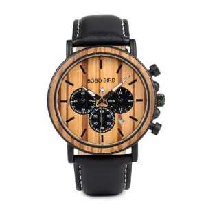 BOBO BIRD VINTAGE WOODEN AND STAINLESS STEEL WATCH