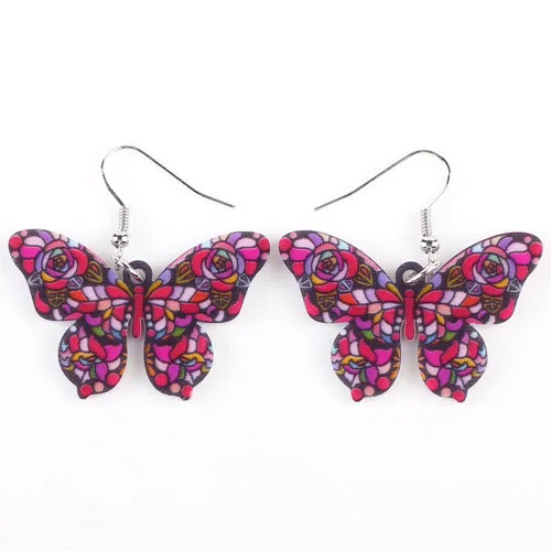 Bonsny Drop Butterfly Earrings Long Big Dangle Acrylic Earrings 2015 News Spring Summer Girl Woman Fashion  Jewelry Accessories