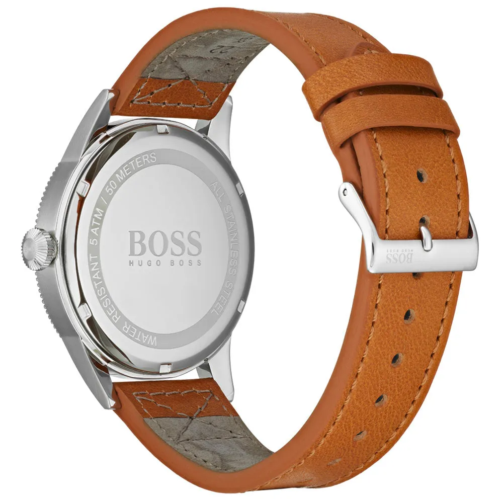 Boss Legacy Classic Yellow Leather Blue Dial Men's Watch - 1513668