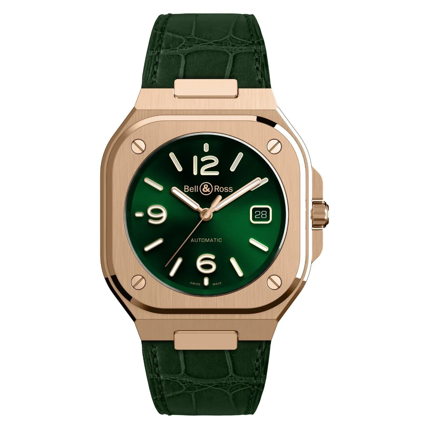 BR 05 GREEN GOLD, Alligator Strap