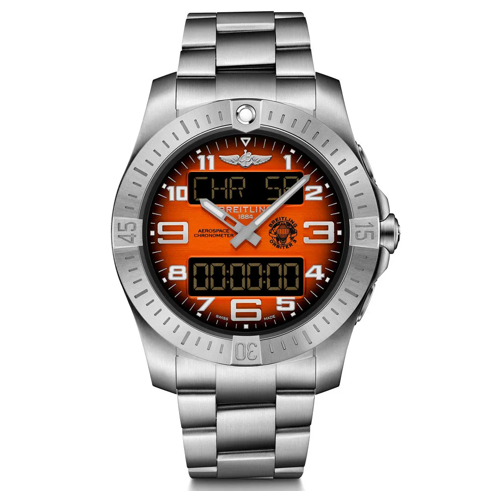 Breitling Aerospace B70 25th Anniversary Edition 43mm Orange Dial Titanium Gents Quartz Watch EB70101A1O1E1