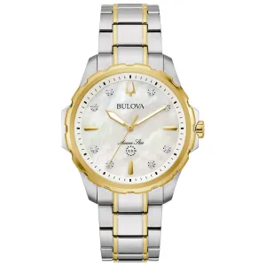 Bulova Marine Star Iridescent Mother of Pearl and Diamond Dial Two-Tone Watch 35mm - 98P227