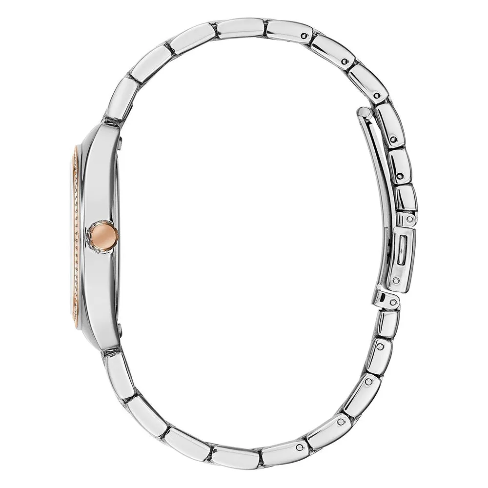 Caravelle Dress Womens Two Tone Stainless steel Band Silver Quartz Dial Watch - 45L180
