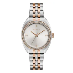 Caravelle Dress Womens Two Tone Stainless steel Band Silver Quartz Dial Watch - 45L180