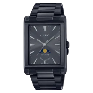 Casio Analog Moon Phase Black Stainless Steel Watch MTPM105B-1A