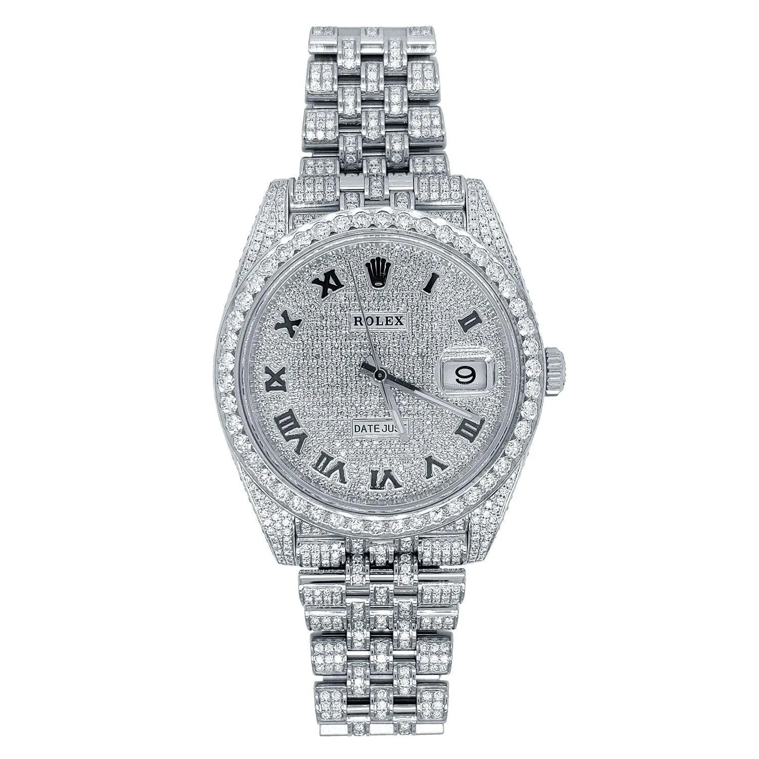 Certified Pre-Owned Rolex Diamond Accent Oyster Perpetual Datejust II with 41X41 MM Pave Diamond Round Dial Stainless Steel Jubilee. 126300
