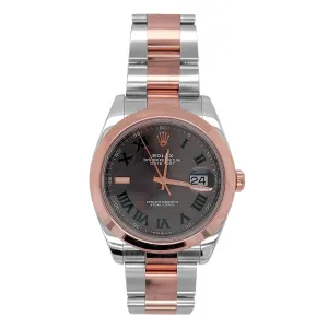 Certified Pre-Owned Rolex Two-Tone Steel & 18K Everose Gold Datejust with 41X41 MM Grey Round Dial. W126301-Wimbledon