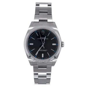 Certified Pre-Owned Rolex White Stainless Steel Oyster Perpetual with 39X39 MM Grey Round Dial. 114300