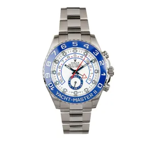 Certified Pre-Owned Rolex White Stainless Steel Oyster Perpetual Yacht Master II Cerachrom Bezel with 44X44 MM White Round Dial. 116680