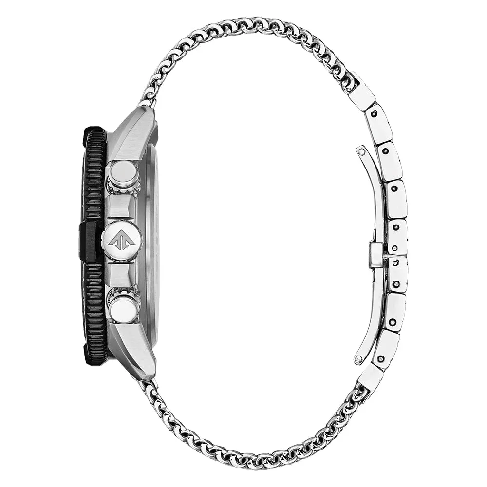Citizen Eco-Drive Promaster Navihawk Mens Silver Stainless Steel Bracelet Band Black Quartz Dial Watch - CB5840-59E
